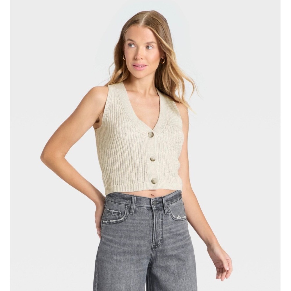 Universal Thread Womens XXL GrayButton Front 100% Cotton Sweater Vest‎ NEW - Picture 5 of 5